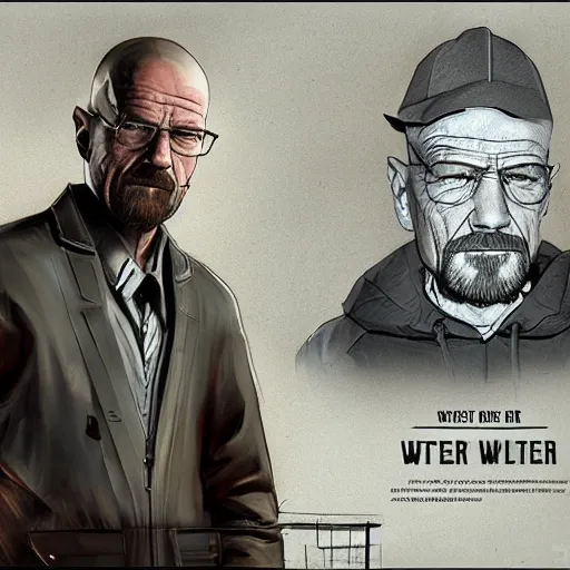 Prompt: Walter White in Half-Life 2, video game concept art