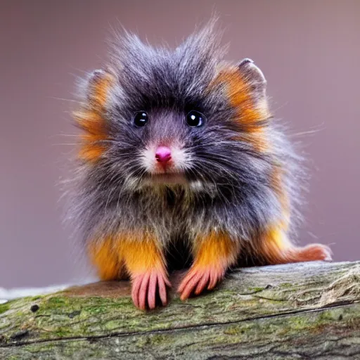 Prompt: cute fluffly small mammal with colorful fur, detailed, hd, sharp image