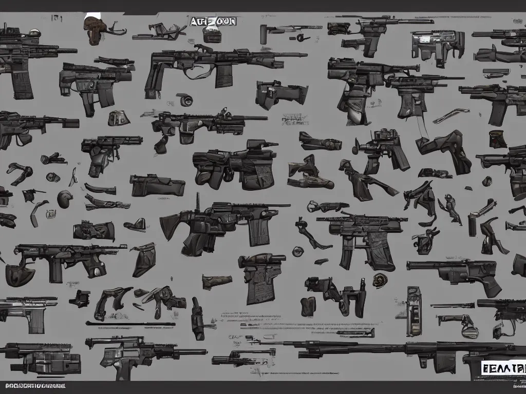 photorealistic!! game asset reference of firearms, | Stable Diffusion