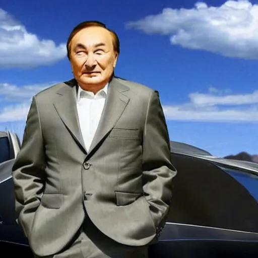 Image similar to Nursultan Nazarbayev in style of a GTA poster