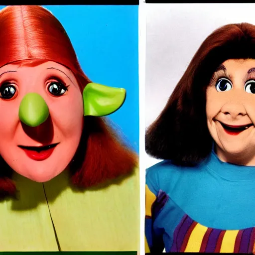 Image similar to woman with a nostril face, long snout, 1974 wacky live-action children's television show, technicolor film