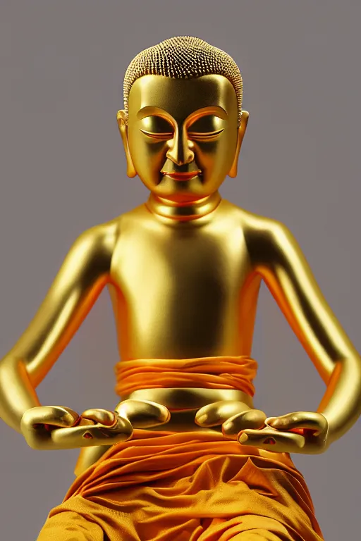 Prompt: buddhist monk with gold coated face by stanley kubrick and tooth wu and wlop and beeple