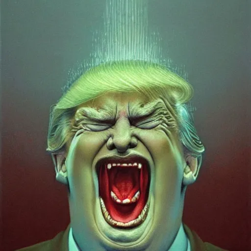 Image similar to Donald Trump. Enraged. Zdzisław Beksiński