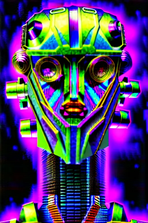 Image similar to maximalist detailed scifi robot head portrait. lowbrow scifi artwork by kidsquidy. ray tracing hdr polished sharp in visionary psychedelic fineart style inspired by alex grey and cameron gray