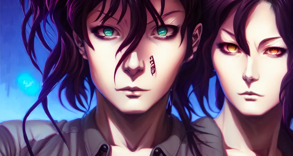 Image similar to a portrait of revy from black lagoon manga, symmetrical eyes, symmetrical face, art by lois van baarle and loish and ross tran and rossdraws and sam yang and samdoesarts and artgerm, digital art, highly detailed, intricate, sharp focus, trending on artstation hq, deviantart, unreal engine 5, 4 k uhd image