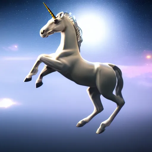 Image similar to an unicorn made of the cullinan ii diamond floating in space, unreal engine 5