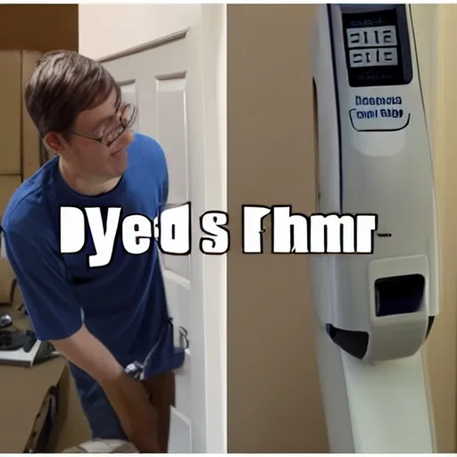 Image similar to Dwight is excited that he got a new Dymo label maker