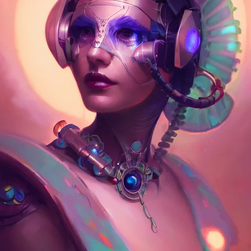 Image similar to a portrait of a beautiful cybernetic gypsy, cyberpunk concept art by pete mohrbacher and wlop and artgerm and josan gonzales, digital art, highly detailed, intricate, sci-fi, sharp focus, Trending on Artstation HQ, deviantart, unreal engine 5, 4K UHD image