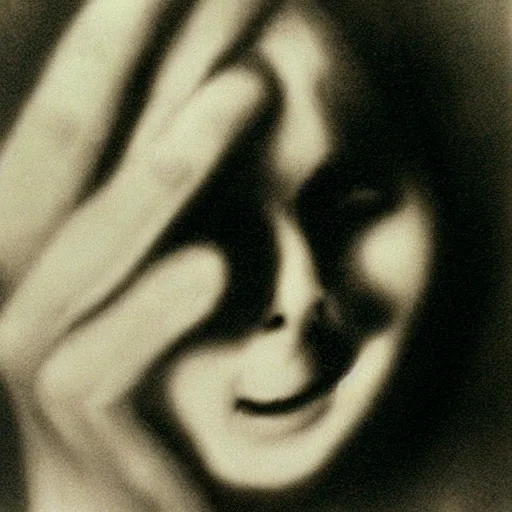 Prompt: creepy scary horror terror dream dark mezzotint girl from ring old photograph cursed