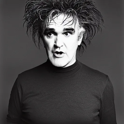 Image similar to morrissey mixed with robert smith