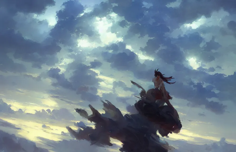 Prompt: greg manchess concept art of the sky fish dimension, key visual, ambient lighting, highly detailed, digital painting, artstation, concept art, sharp focus, by makoto shinkai and akihiko yoshida and hidari and wlop and greg rutkowski