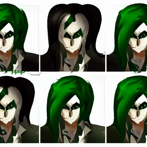 Prompt: Concept art of a man with dark green hair, with pupils that look like clocks, the master of time, trending on artstation, anime
