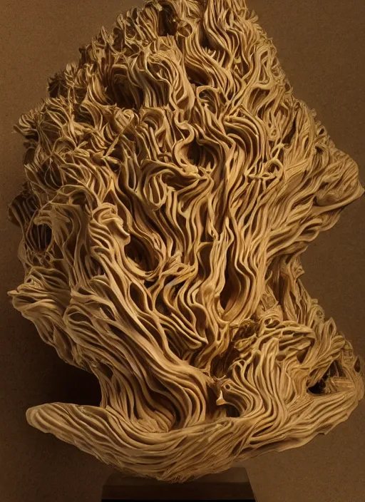 Image similar to high intricate sculpture of waves of tremella - fuciformis, maria panfilova, andrea savchenko, mike kime, ludovic plouffe, qi sheng luo, oliver cook, trending on artstation