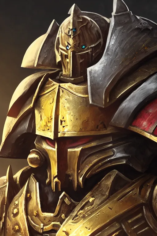 Image similar to armor portrait heros warhammer 4 0 k horus heresy fanart - the primarchs emperor by johannes helgeson animated with vfx concept artist & illustrator global illumination ray tracing hdr fanart arstation zbrush central hardmesh 8 k octane renderer