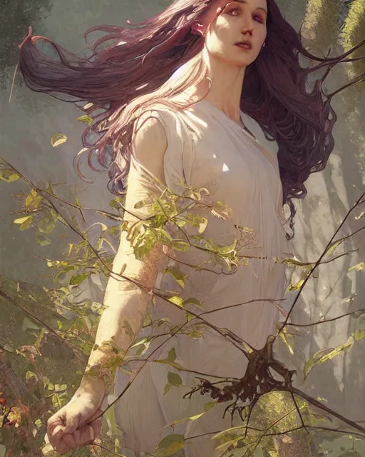 Image similar to betula pendula, fantasy digital art by laurie greasly, ( moebius ), wlop, greg rutkowski, denis sarazhin, mucha, highly detailed, sharp focus, artstation