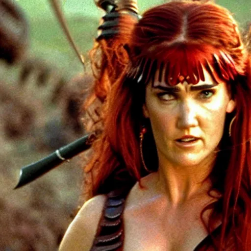 Image similar to jennifer connelly as red sonja, battle scene