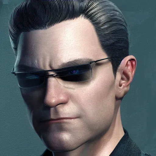 Image similar to antony starr as albert wesker, au naturel, hyper detailed, digital art, trending in artstation, cinematic lighting, studio quality, smooth render, unreal engine 5 rendered, octane rendered, art style by klimt and nixeu and ian sprigger and wlop and krenz cushart