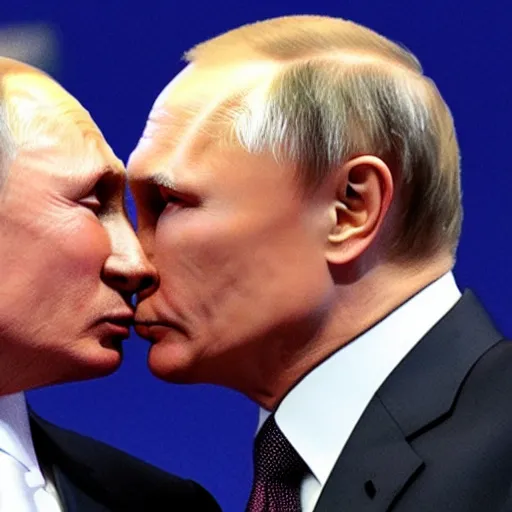 Image similar to vladimir putin kissing trump on the mouth