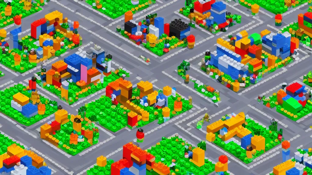 Image similar to pixel art isometric lego strategy game screenshot