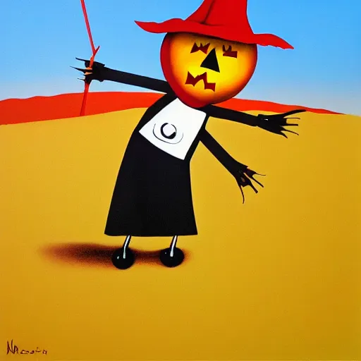 Prompt: scarecrow by mackenzie thorpe, giclee on paper