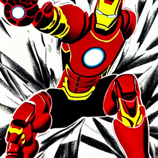 Prompt: iron man in the style of one piece