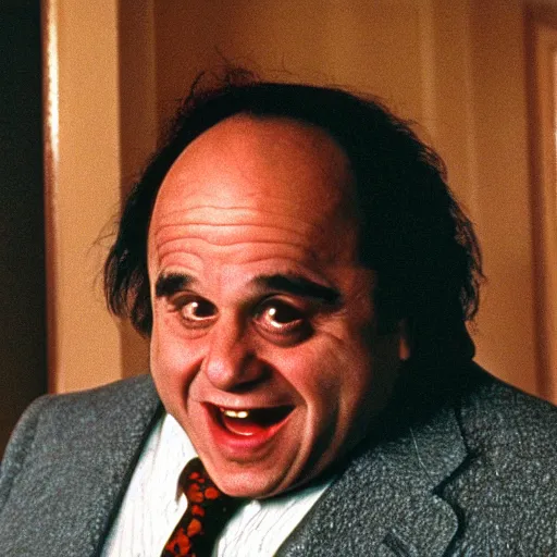 Prompt: Danny Devito, film still from the movie The Shining