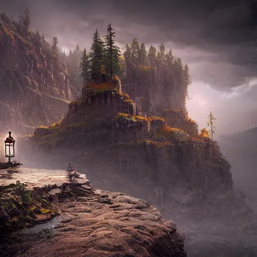 Image similar to michal karcz pixel art of a beautiful landscape. , horror theme, detailed, elegant, intricate, 4k,