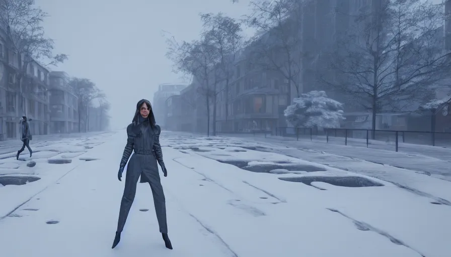 Prompt: Fashion Runway, Catwalk inside Snowy Blizzard Winter Landscape, Wallpaper, Artstation, Trending on Artstation, Hyperrealistic, Hyperdetailed, Unreal Engine 5, UE5, Concept Art, Octane, Redshift, 8k