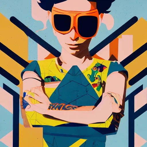 Prompt: Jet Set Radio Profile Picture by Sachin Teng, asymmetrical, Organic Painting , Matte Painting, geometric shapes, hard edges, graffiti, street art, 300 dpi :2 by Sachin Teng:4