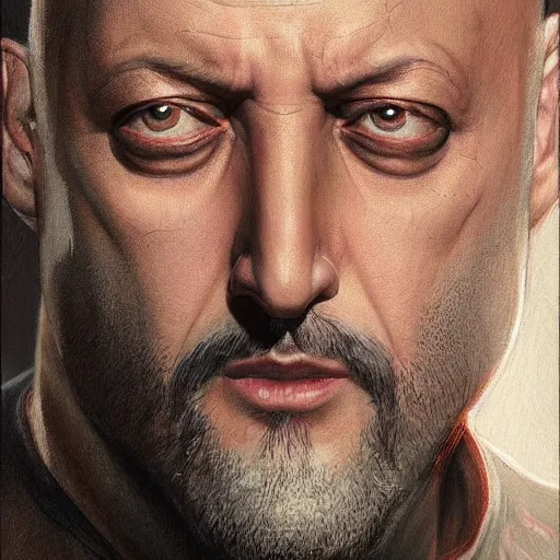 Prompt: Jean Reno, portrait, headshot, D&D, fantasy, highly detailed, digital painting, artstation, concept art, sharp focus, illustration, art by artgerm and greg rutkowski and alphonse mucha