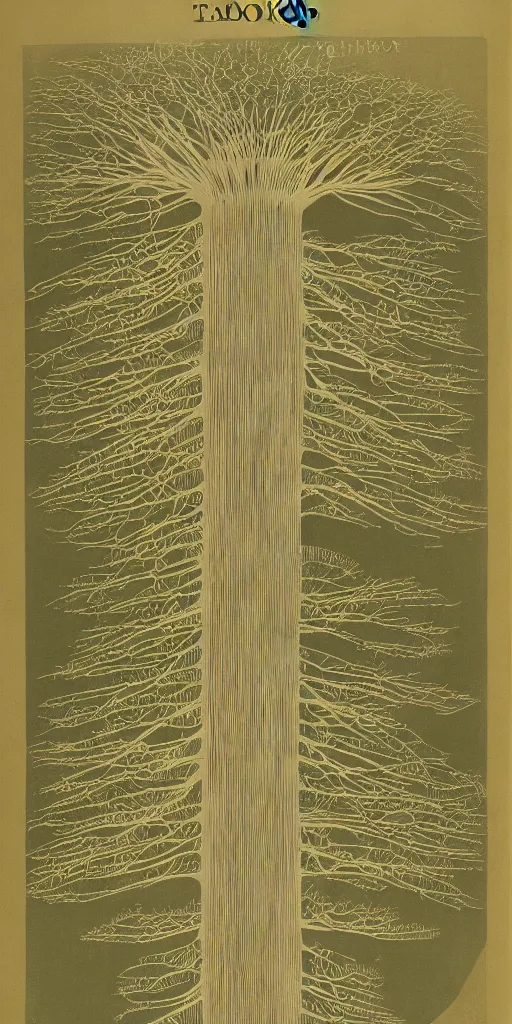 Image similar to detailed infographic by abbott fuller graves of a giant beautiful diatom tree