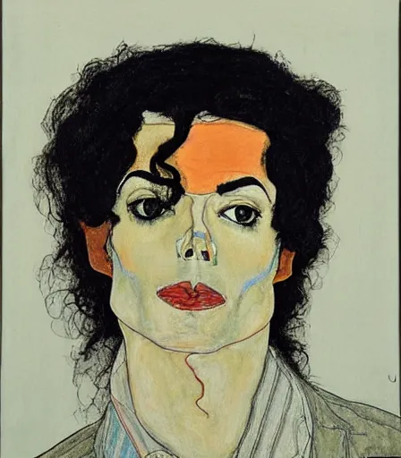 Image similar to portrait of michael jackson by egon schiele, intense desire, high quality, high detail