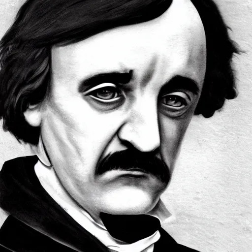 Prompt: portrait of edgar allen poe playing video games, photorealistic, highly detailed