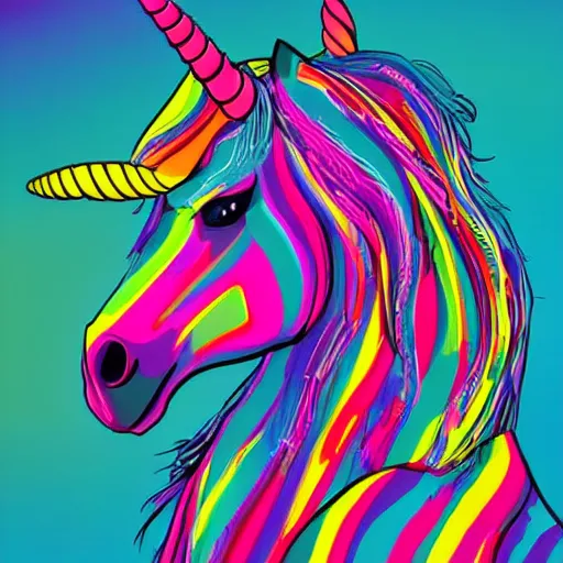 Prompt: a technicolor portrait illustration of a unicorn in geometric kaleidoscopic colors trending on artstation 4 k intricate extremely detailed digital art