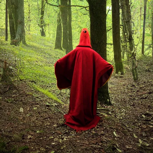 Image similar to medieval cloak wearing lizard, photograph captured in the woods