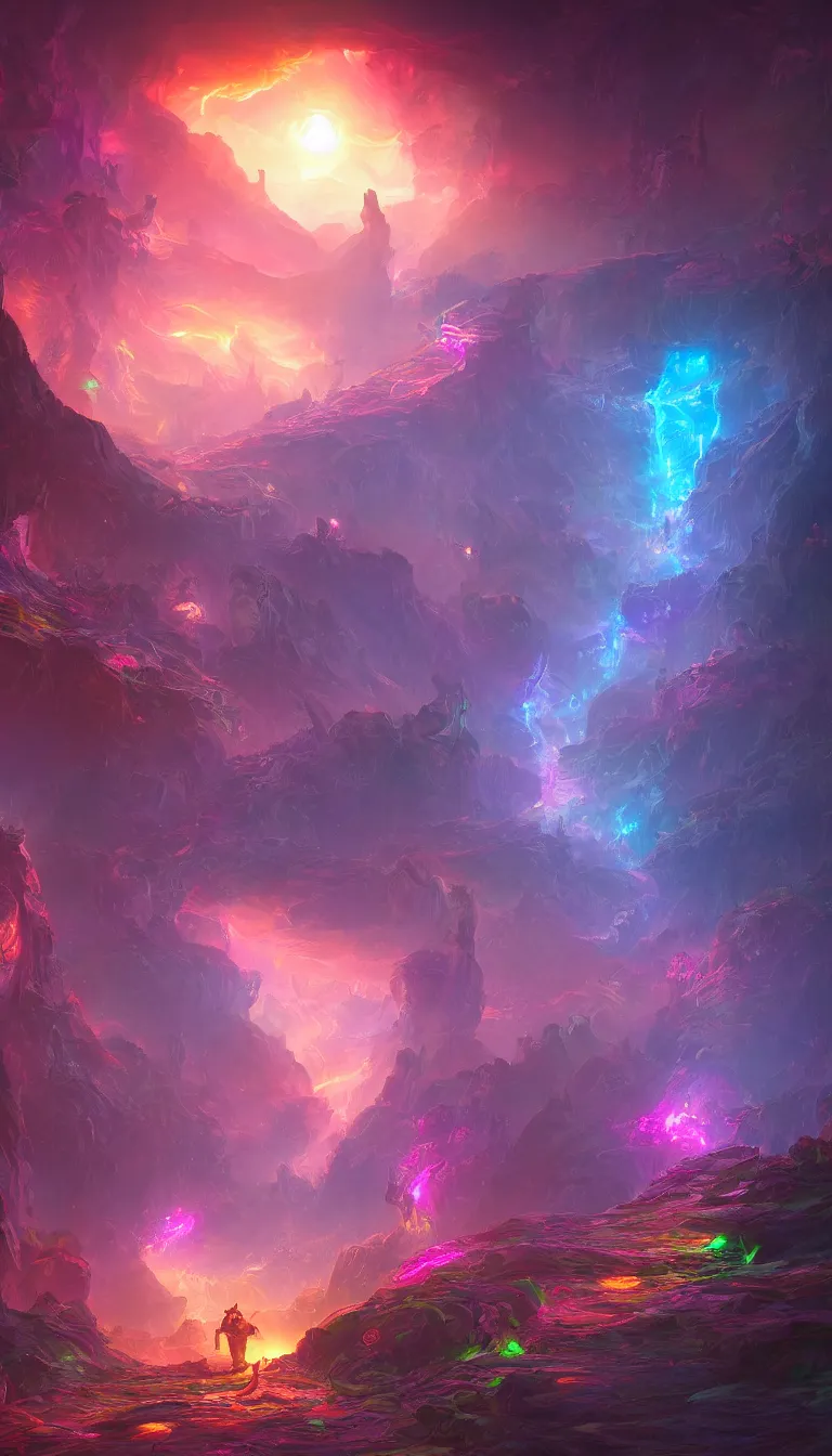 Prompt: An epic fantasy of colorful infinity glowing path going into second dimension of future, artstation, digital painting, highly detailed, 8k