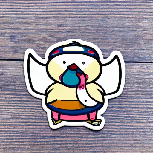 Prompt: kawaii goose sticker