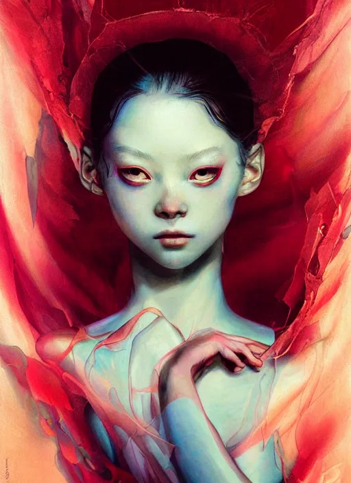 Image similar to prompt : figurative unique features ballerina portrait soft light painted by james jean and katsuhiro otomo and erik jones, inspired by akira anime, smooth face feature, intricate oil painting, high detail illustration, sharp high detail, manga and anime 1 9 9 9