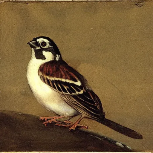 Prompt: a sparrow, by Diego Velazquez and Francisco de Goya, oil on canvas