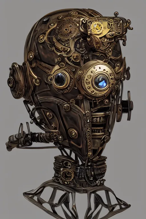 Image similar to steampunk helmet fantasy art mask robot ninja stylized digital illustration sharp focus, elegant intricate digital painting artstation concept art global illumination ray tracing advanced technology chaykin howard and campionpascale and cooke darwyn and davis jack