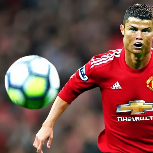 Image similar to ronaldo scared running away from manchester united