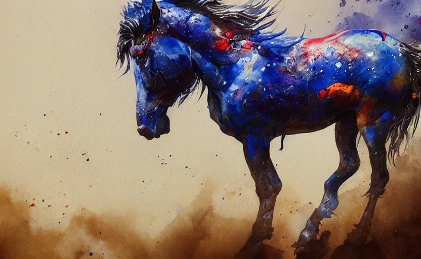 Image similar to a painting of pepsihorse trending on artstation in the style of greg rutkowski, 3 d, watercolor, beautiful, horse, pepsi, fluid