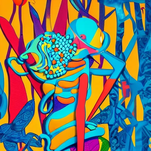 Image similar to modern sculpture visionary art color and shapes by tristan eaton and james jean, chiho aoshima color scheme