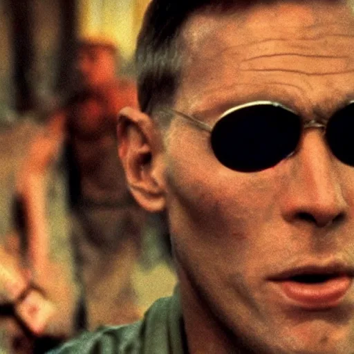 Image similar to Live Action Still of Jerma985 in Apocalypse Now, real life, hyperrealistic, ultra realistic, realistic, highly detailed, epic, HD quality, 8k resolution, body and headshot, film still