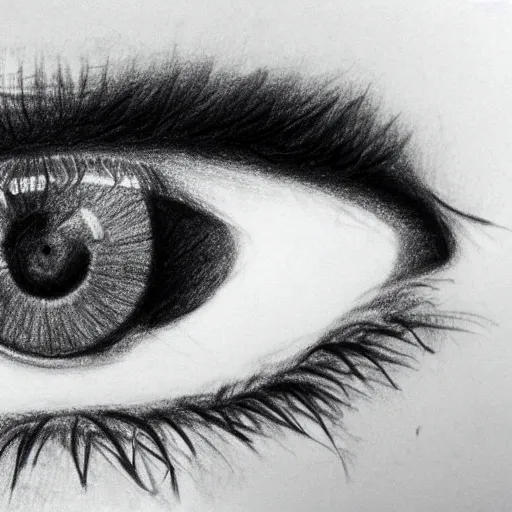 Image similar to a pencil drawing of an eye close up