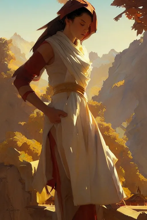 Image similar to landscape, taoism, painting by greg rutkowski, j. c. leyendecker, artgerm