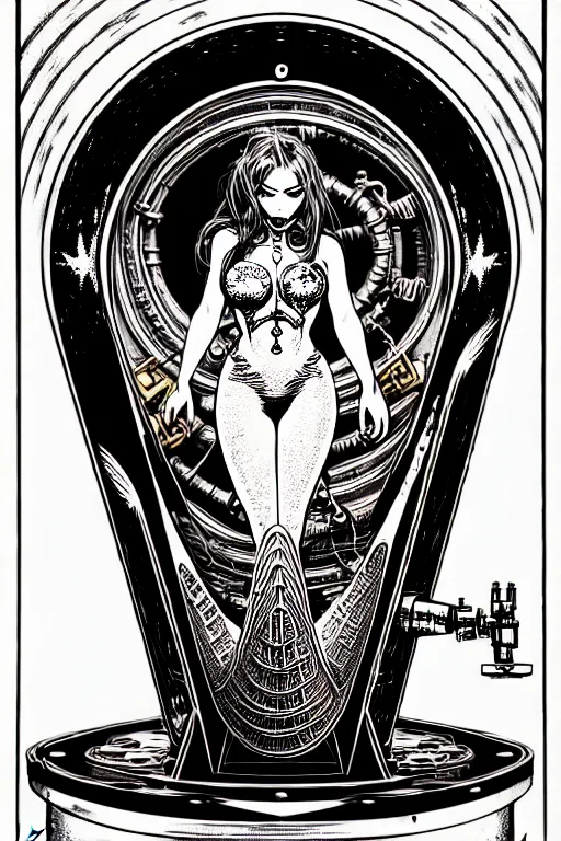 Image similar to steampunk cryo chamber containing a mermaid, high details, intricately detailed, by vincent di fate, inking, 3 color screen print, masterpiece, trending on artstation,, sharp, details, hyper - detailed, hd, 4 k, 8 k