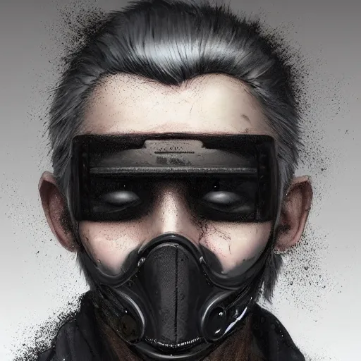 Prompt: very cool man grey hair with piercing, face mask, 3 d, streetwear, techwear, cyberpunk style outfit, full body, realosm, detailed portrait, intricate complexity, by greg rutkowski, cushart krentz, artgerm, ross tran, conrad roset, takato yomamoto, ilya kuvshinov. 4 k, cinematic, atmosphere