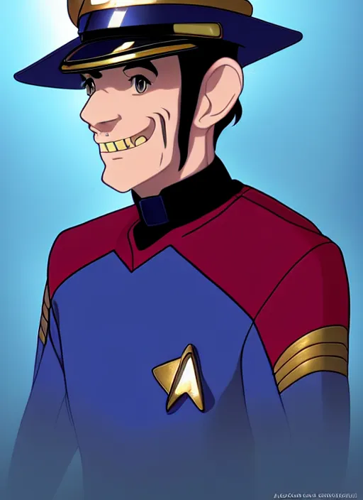 Prompt: cute star trek officer count dracula, natural lighting, path traced, highly detailed, high quality, digital painting, by don bluth and ross tran and studio ghibli and alphonse mucha, artgerm