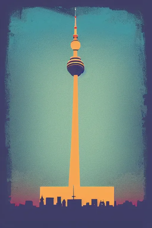 Prompt: minimalist boho style art of berlin television tower at sunrise, illustration, vector art